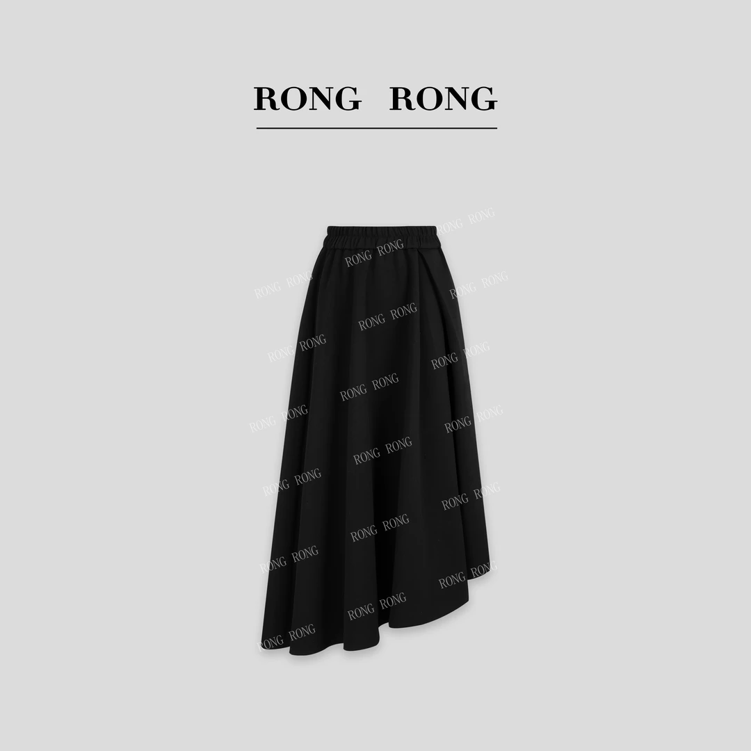 溶溶【弥境墨屿】RONGRONG A字剪裁褶皱不规则下摆半裙C-S210719
