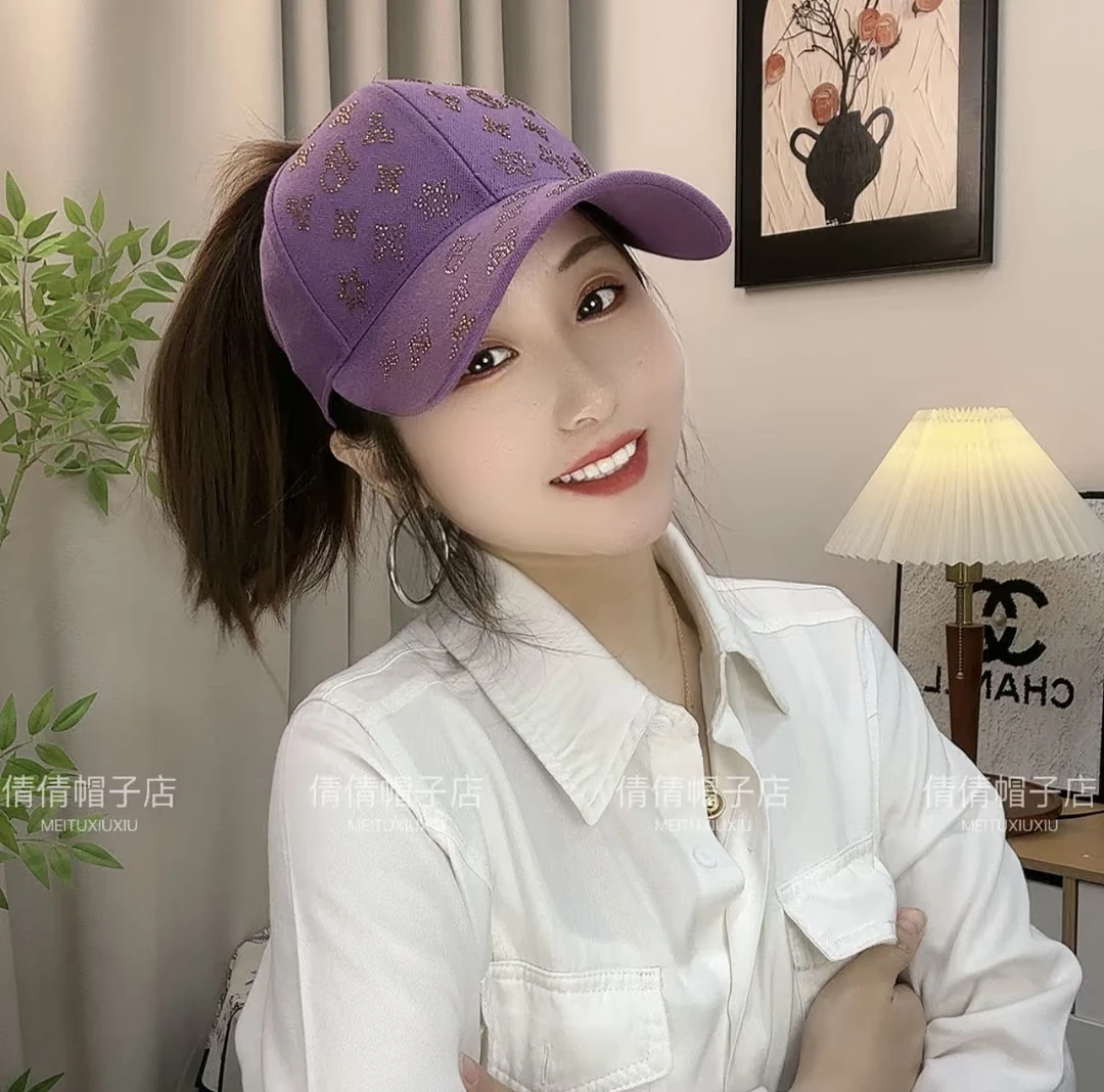 可扎高马尾新款2025百搭加深鸭舌显脸小春夏季高溫网红烫钻棒球帽