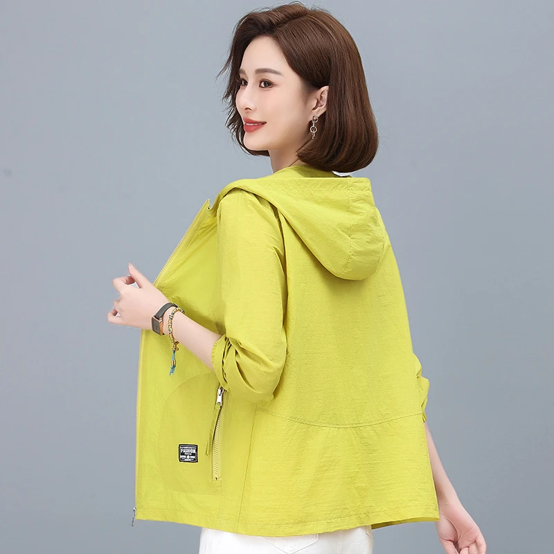 韩版夏季女士防晒薄款长袖短外套连帽女宽松防晒衣百搭短款上衣