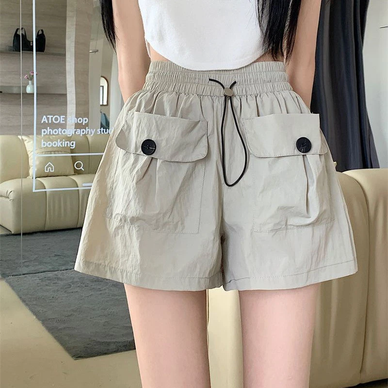 女童运动短裤宽松显瘦2025夏季新款工装裤子中大童抽绳阔腿裤韩版