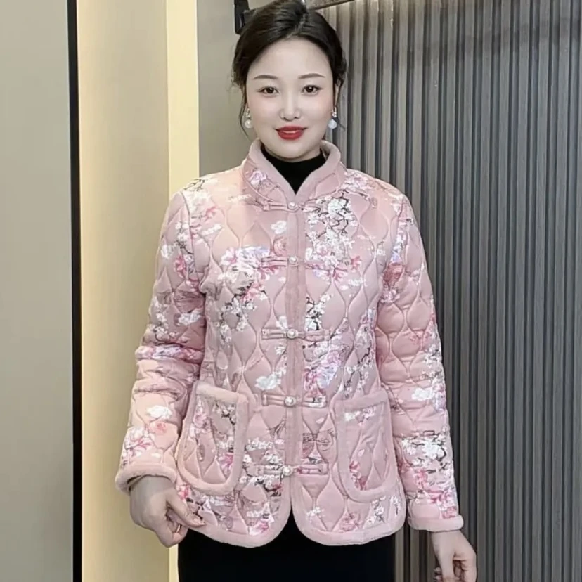 2024新款冬季新中式妈妈小棉袄加绒加厚拜年服洋气中年百搭款棉衣