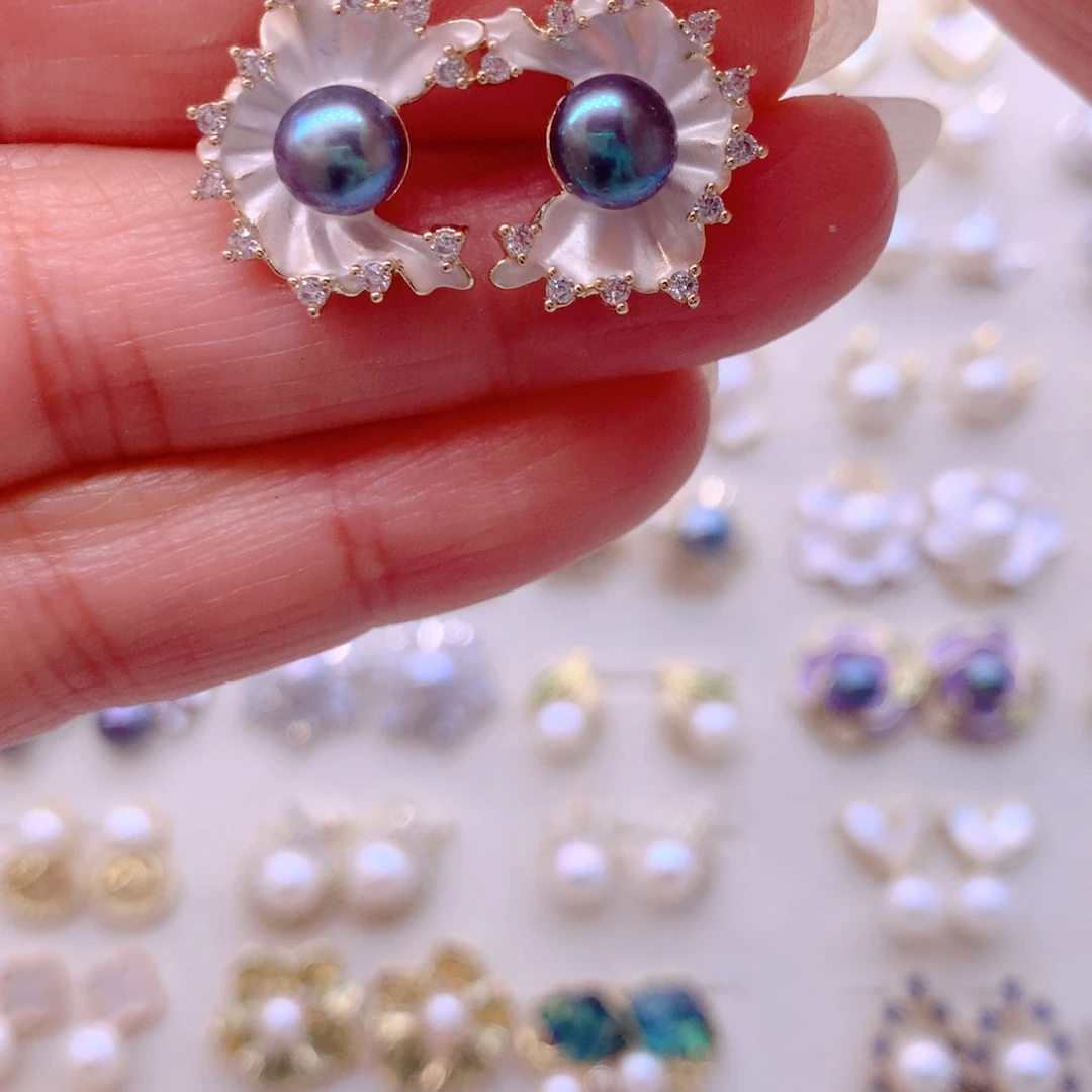 合金淡水珍珠耳饰