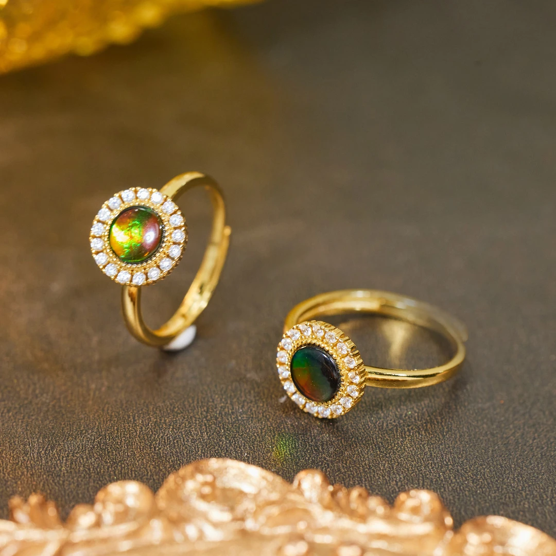 非遗好物分享【歪歪】斑彩石圆形镶边戒指（李居明）（多样性发一I0360