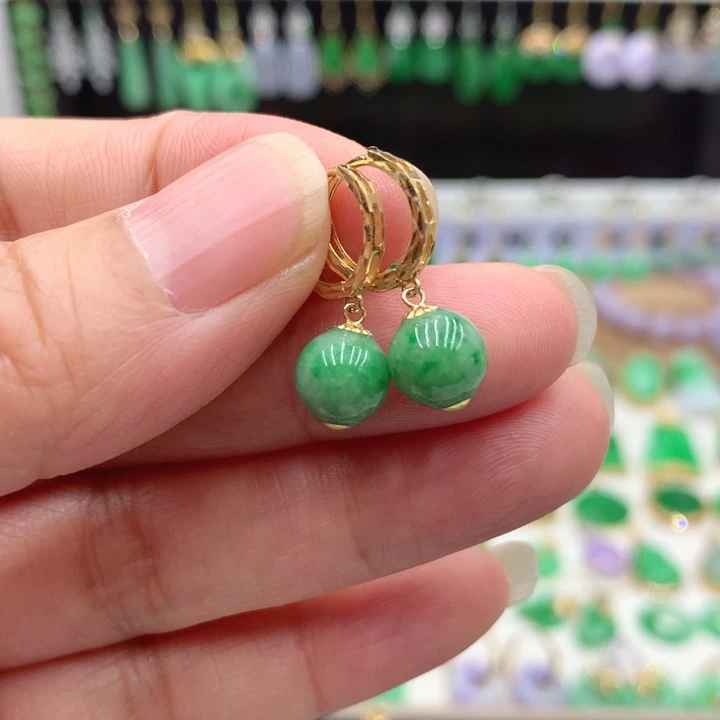 翡翠18K金镶嵌耳饰