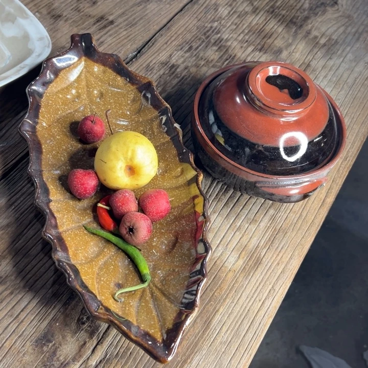 陶库存尾货砂锅叶子一对