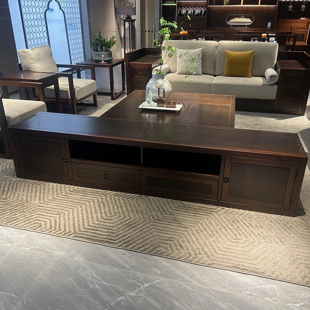 宋氏美学黑檀木全实木电视柜储物柜收纳大尺寸2200*450*450