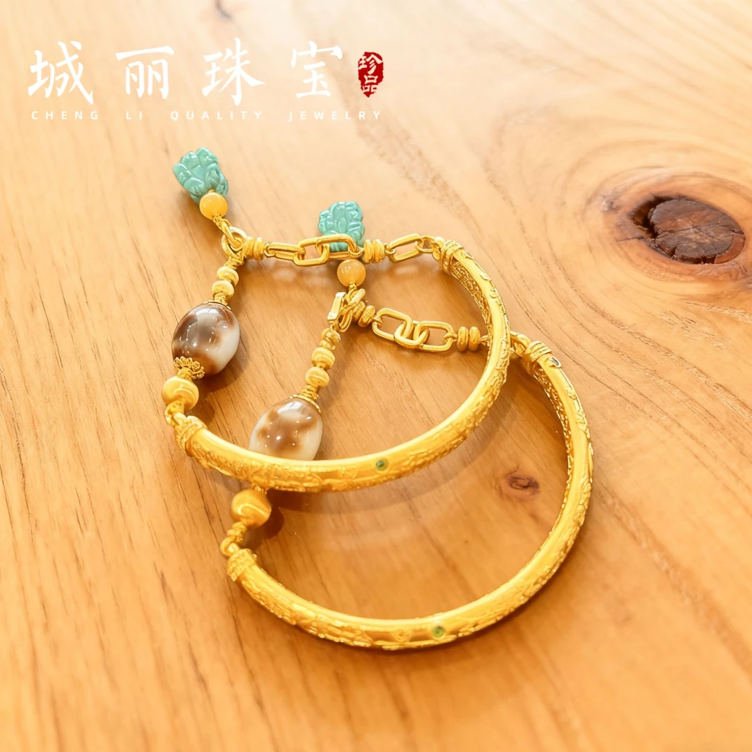 发一条【城丽珠宝】18K乾坤总护迎才神王炸手镯/条（多样发货）