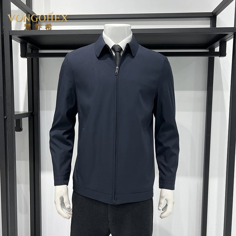 VONGOHEX行政夹克男士春秋季翻领时尚商务休闲茄克外套新款男装