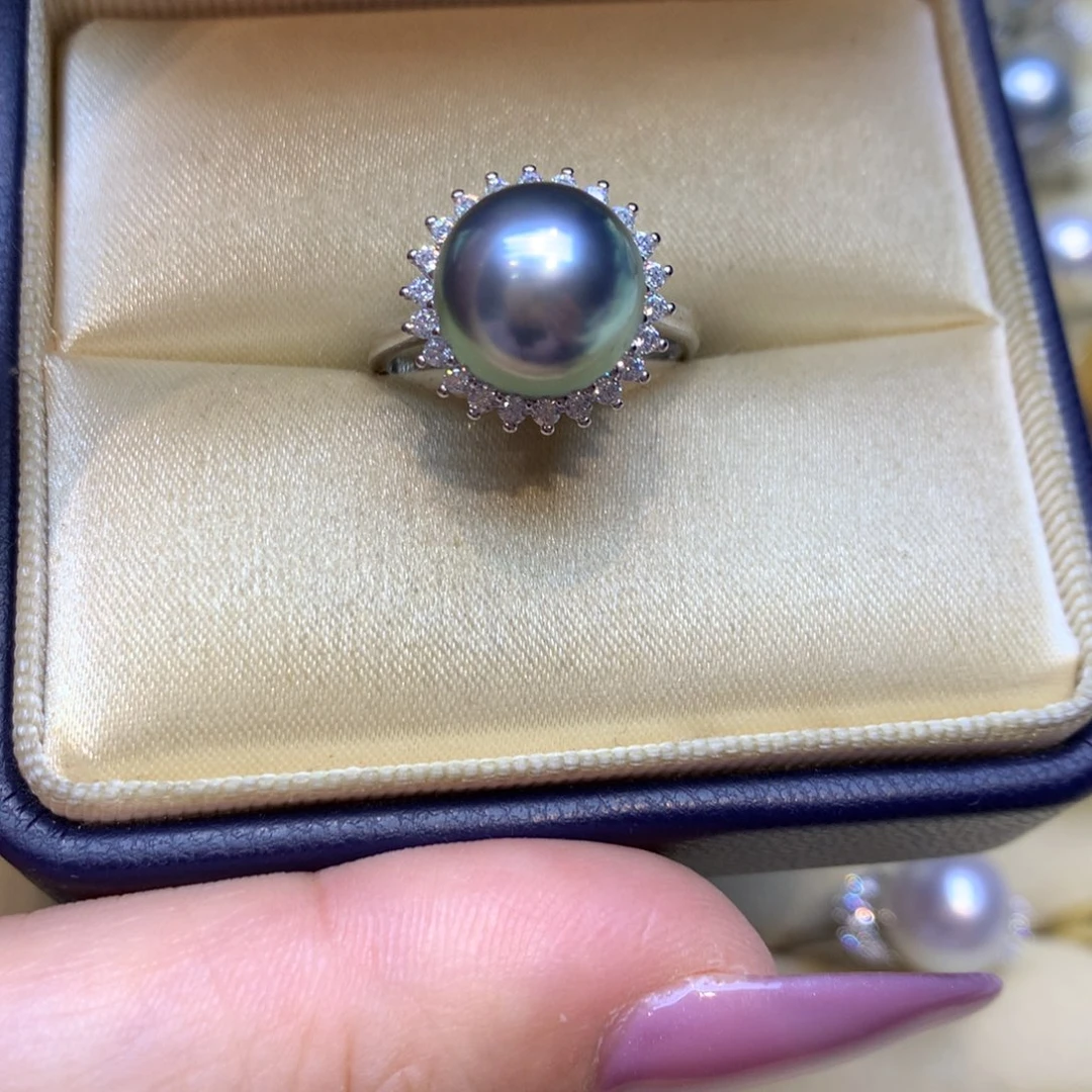 银S925镶嵌戒指海水珍珠