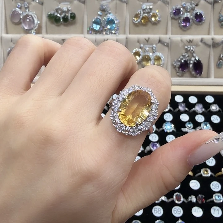 妮***o黄晶戒指银S925镶嵌