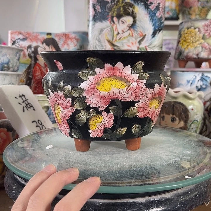 满38包邮 景德镇幸运花盆