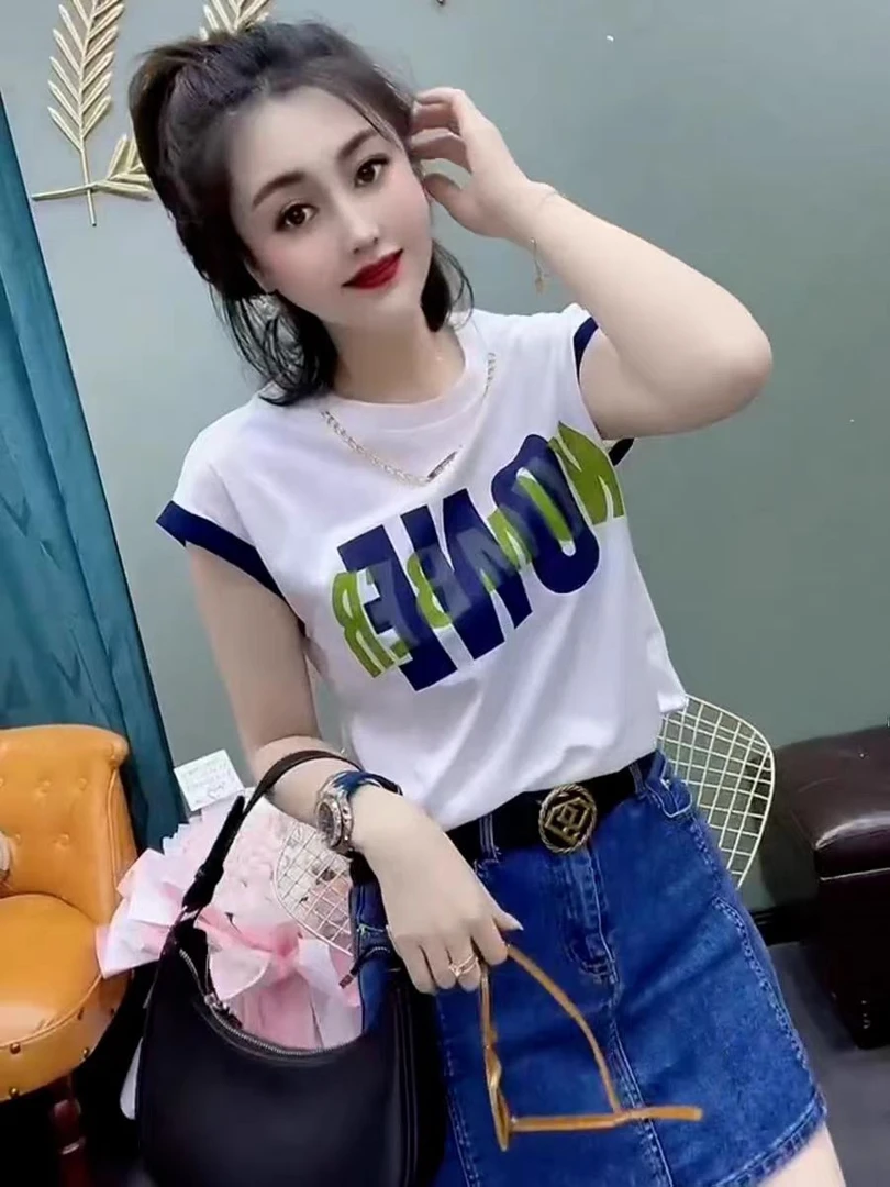 1990洋气时尚美背字母半袖