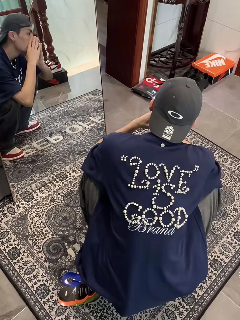 GOOD短袖编号！1-100古德珍珠烫钻猫眼石地球刺绣重磅情侣T恤