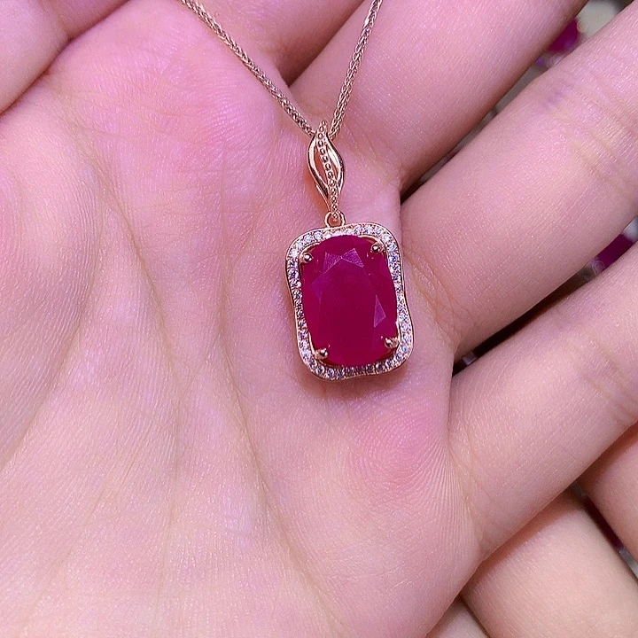 银S925镶嵌颈饰红宝石