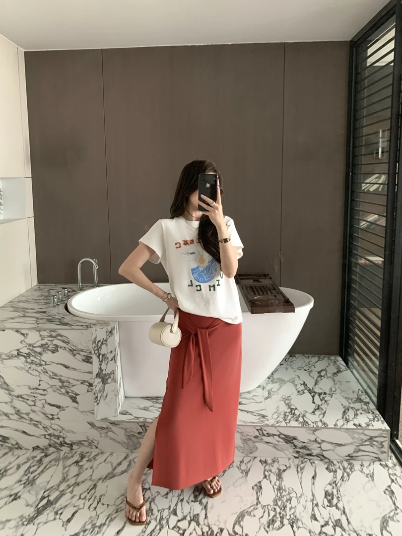 AIMURSE【优雅秘密】小众设计师 夏季冰爽高质感休闲半身裙 AM6852