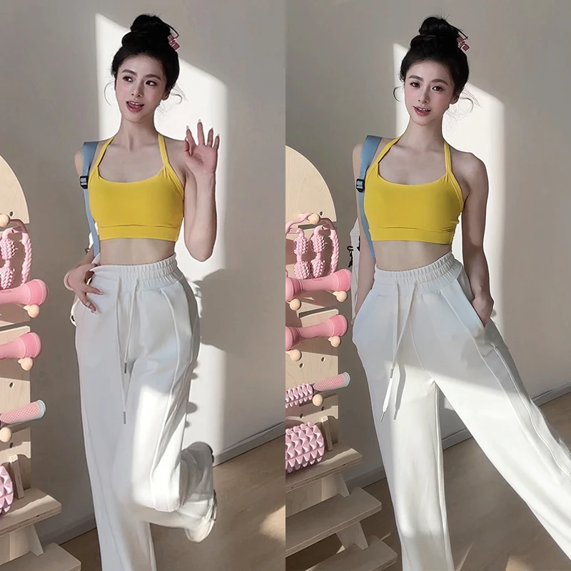 细肩带瑜伽背心带胸垫中强度运动内衣吊带美背瑜伽文胸