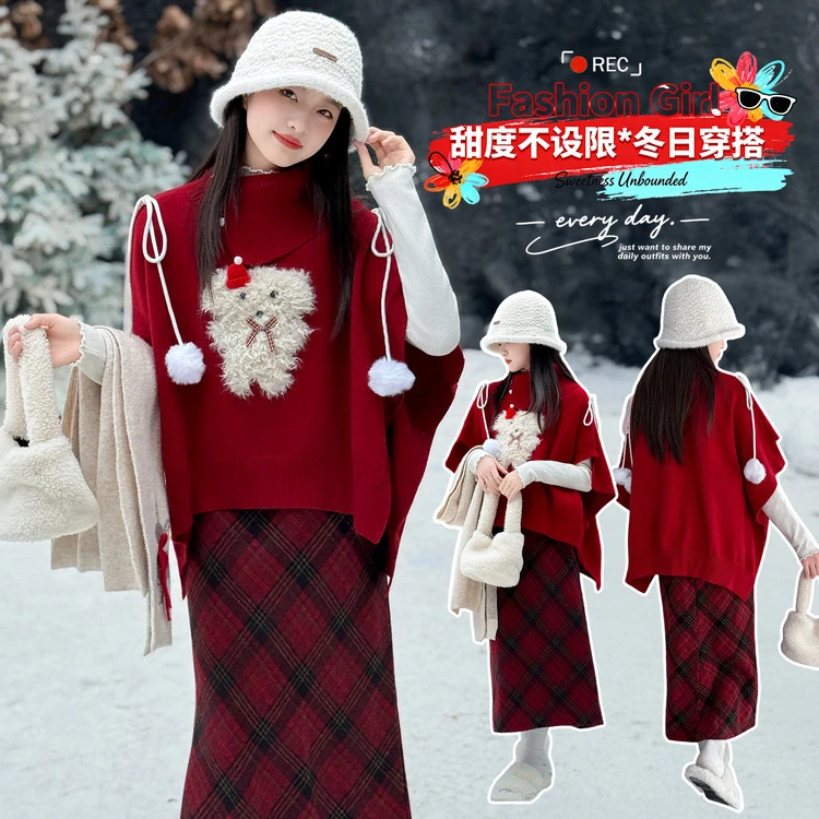 披风/斗篷甜美风冬季女童中大童