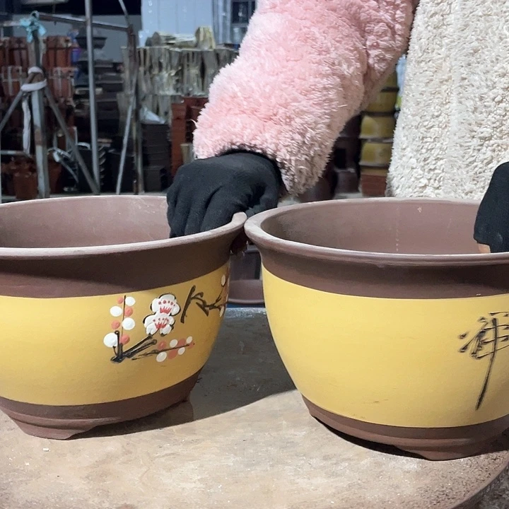 紫砂005中一对花盆