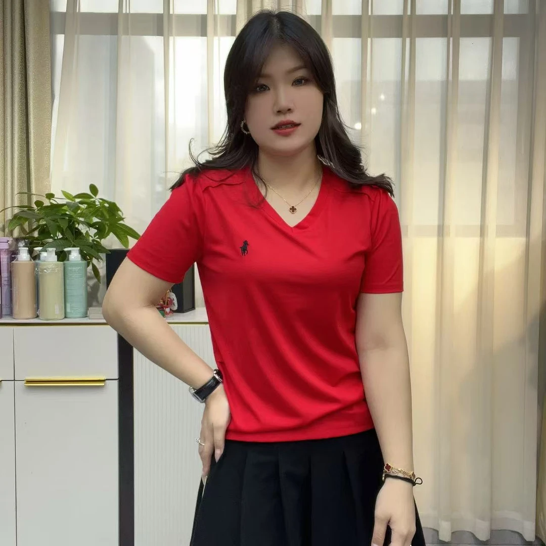 小鑫肝@珠地棉插肩袖图案刺绣简宁纯色百搭T恤 6617-18