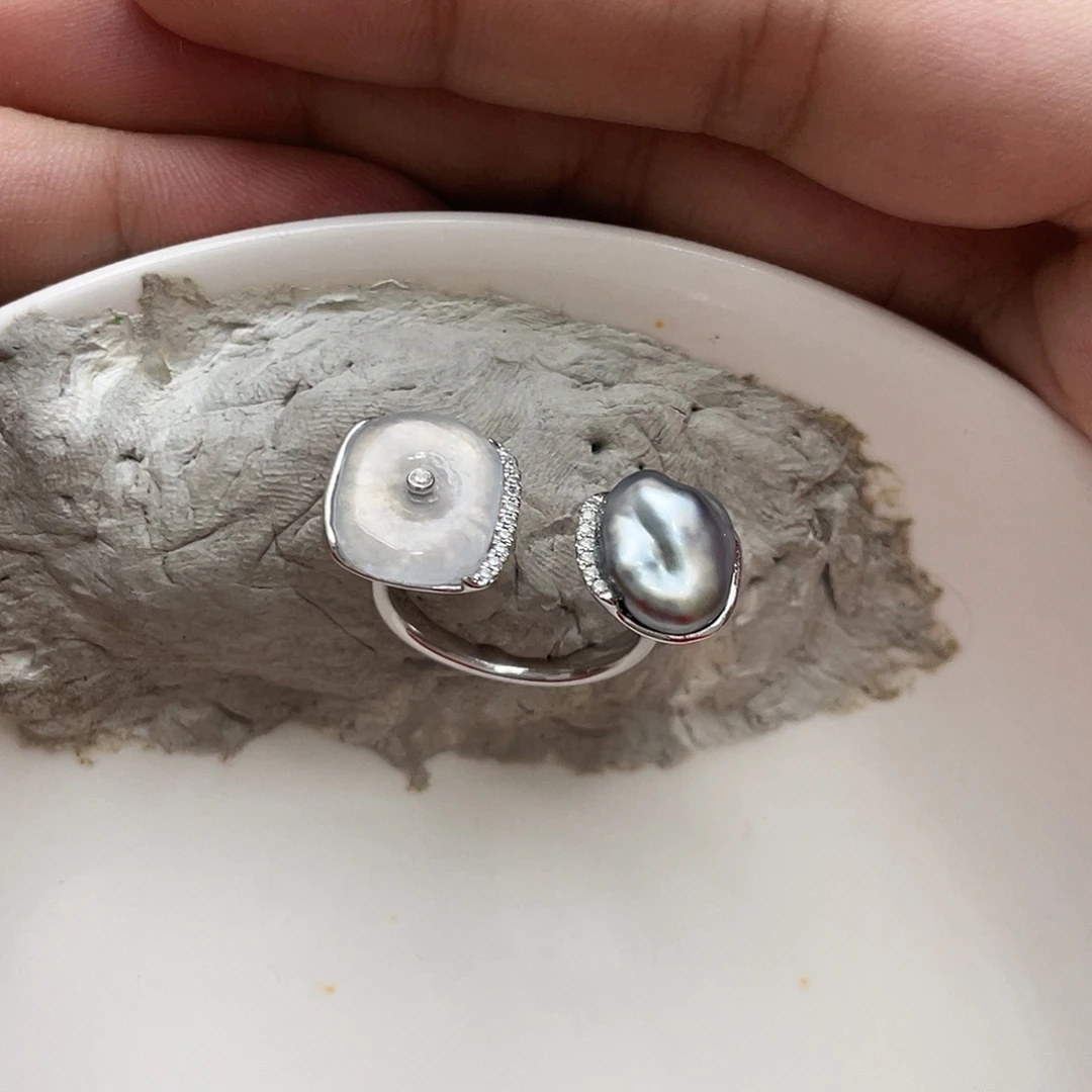 海水珍珠戒指银S925镶嵌