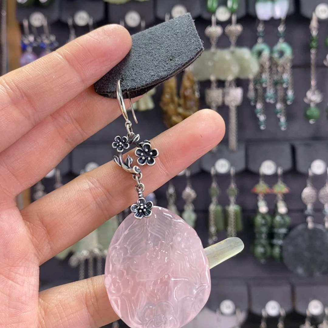 水晶耳饰银S925镶嵌衞X54