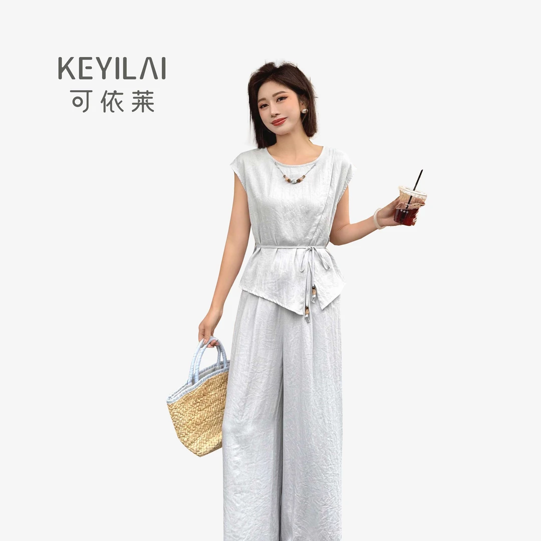 可依莱美拉德风瑞丽风休闲风时尚套装阔腿裤休闲DY5X6K2193