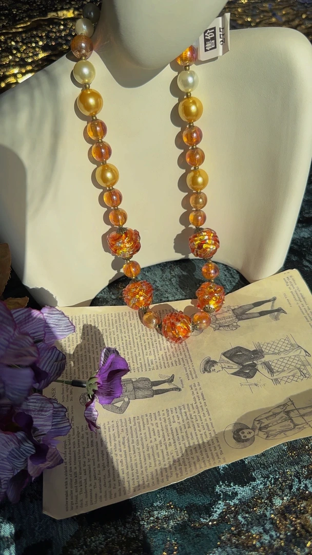 意式银箔搅苔单层琉璃项链