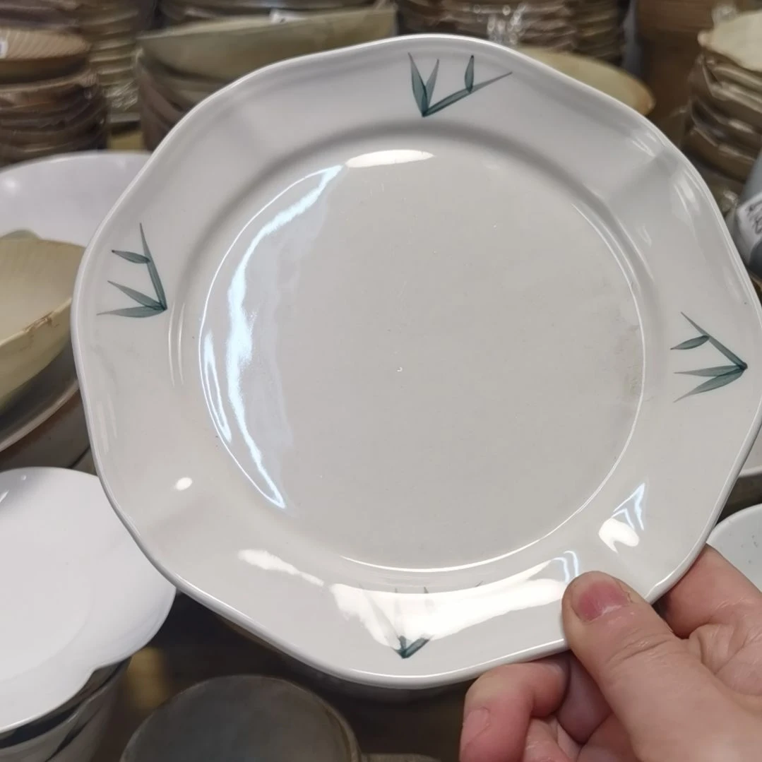 瓷片微瑕竹子系列八寸浅盘三个一组