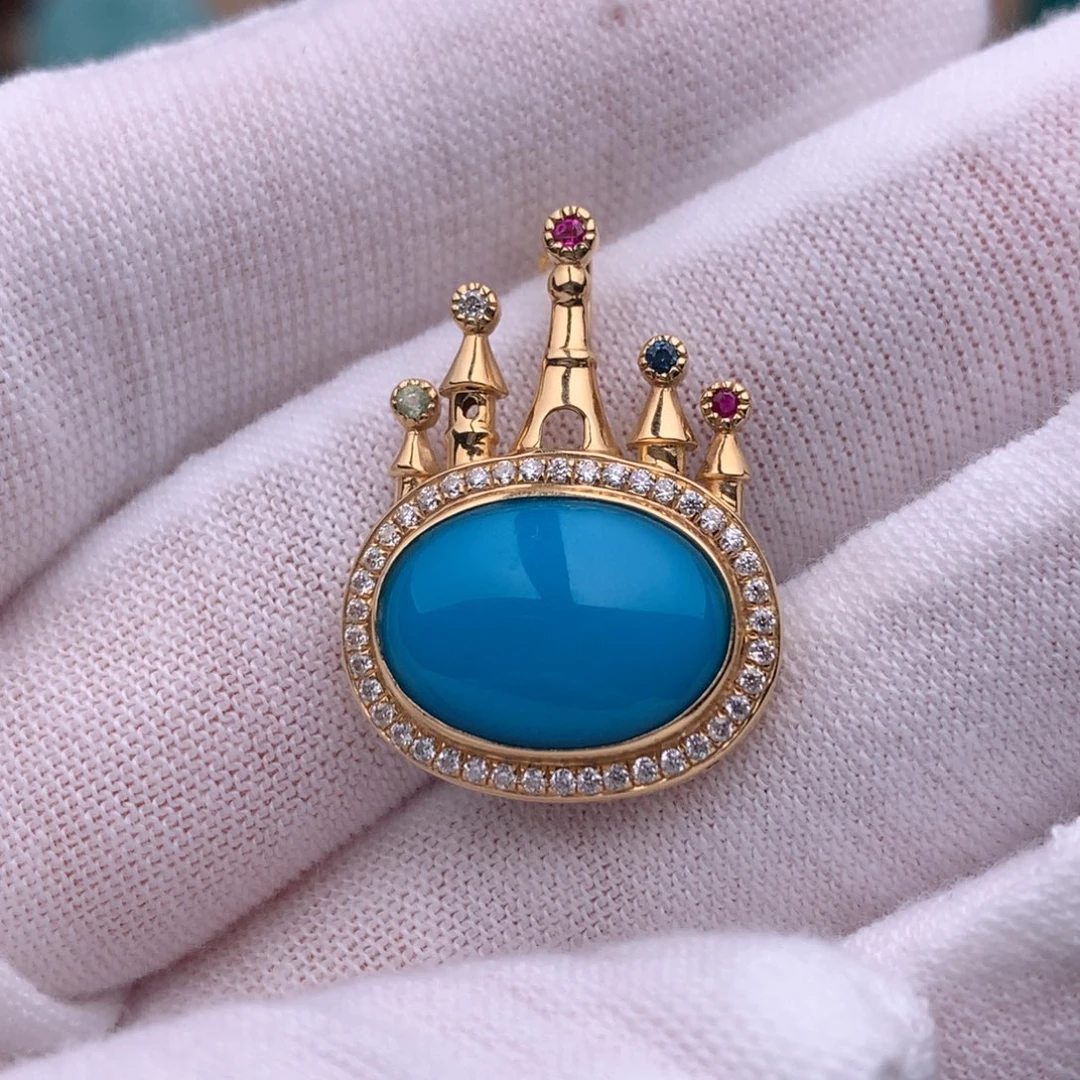 绿松石18K金镶嵌珠宝奇石