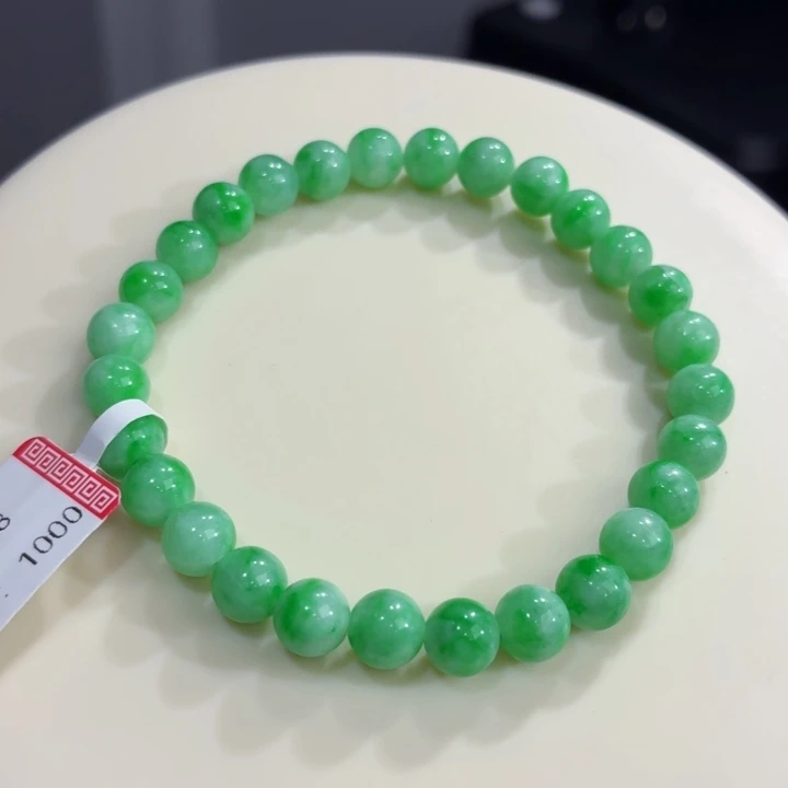 未镶嵌手链翡翠绿底飘花卡6.8
