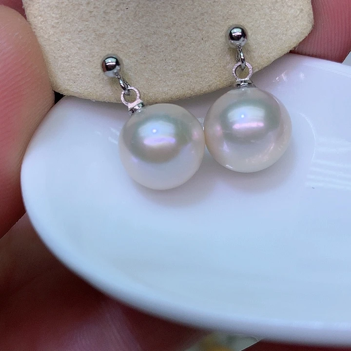 银S925镶嵌耳饰淡水珍珠