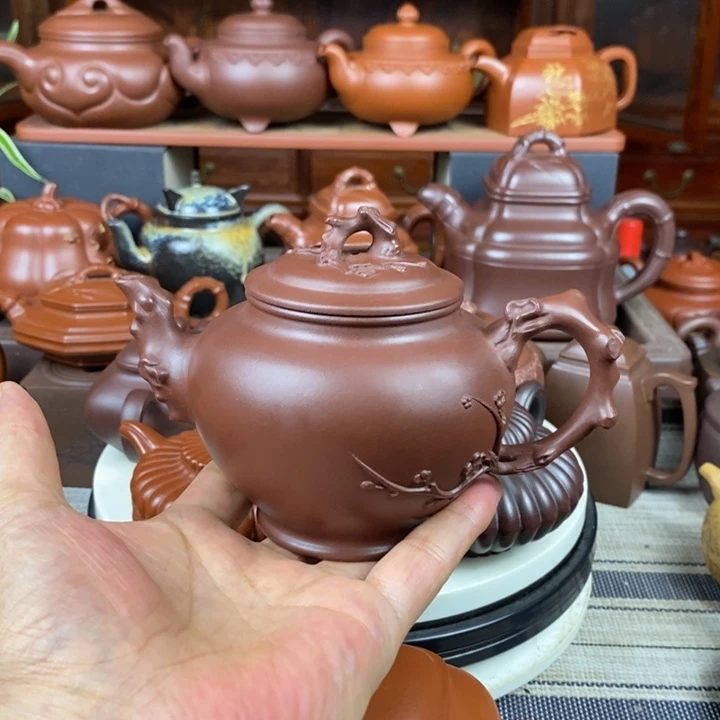 茶壶紫砂梅报春320cc原矿老紫泥特价