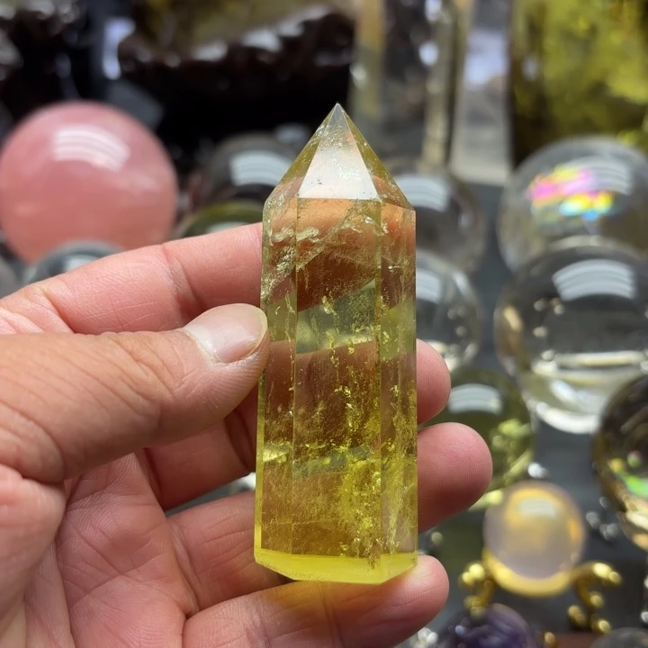 天然水晶 黄水晶柱未镶嵌水晶