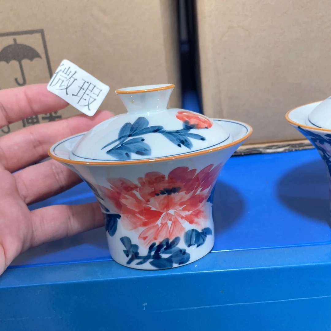 纯手绘釉下彩微瑕
