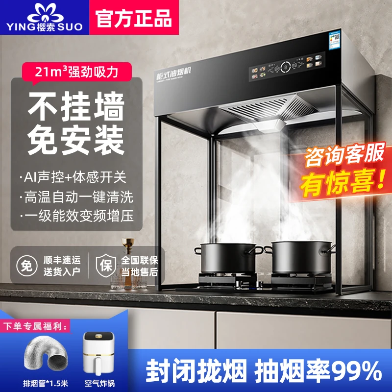 立柜式免安装油烟机家用大吸力不挂墙老式出租房公寓阳台抽油烟机