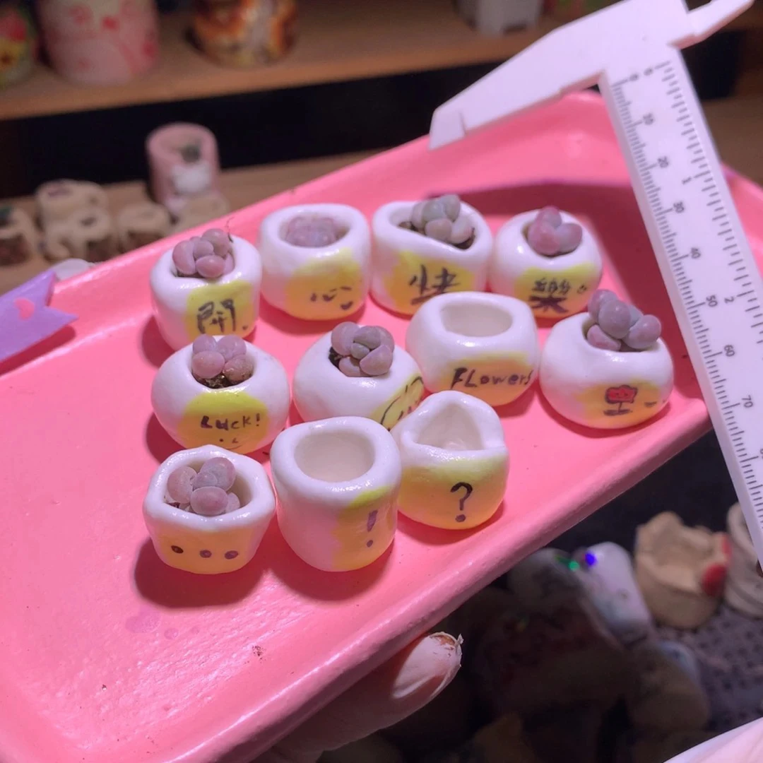 6.4开心快乐手绘花盆 拇指鼻嘎花盆小动物mini花盆拇指鼻嘎盆