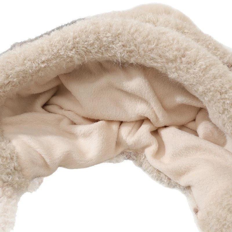 甜美显脸小护耳毛线帽时尚包头帽毛绒针织帽女秋冬季保暖加厚防寒