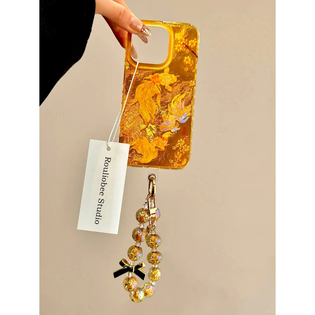 锦鲤金色好运锡纸IMD适用苹果16pro华为小米15手机壳vivo硬壳oppo