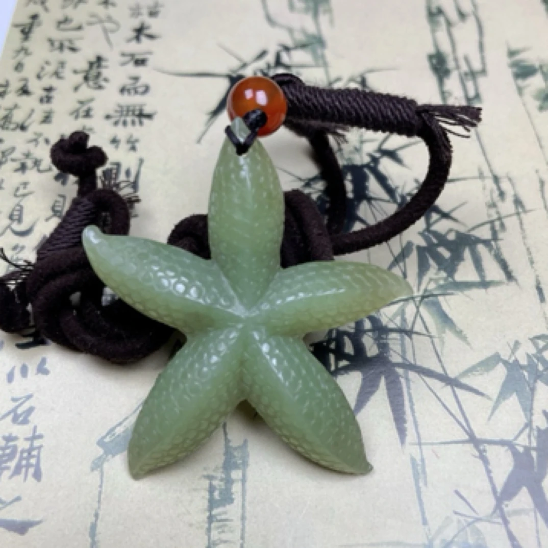 天然岫岩老玉，海星挂件