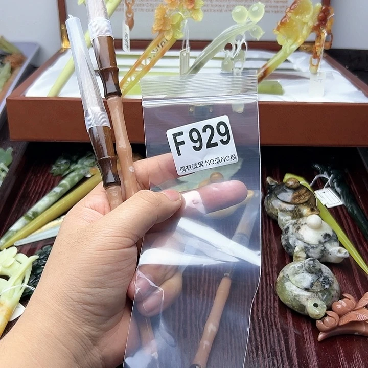 蛇纹石玉发饰合金挪*