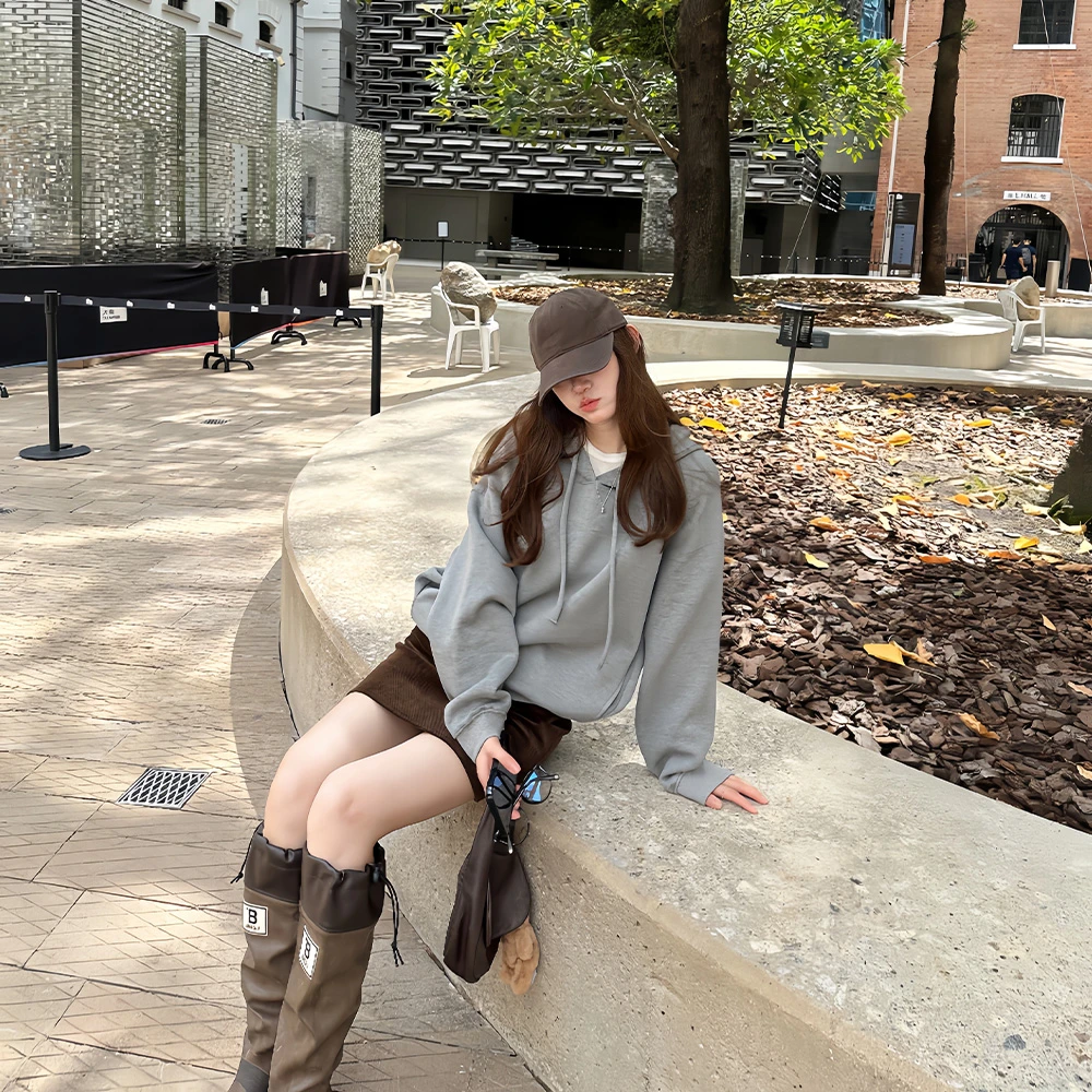 LA oversize 太空棉 抽绅连帽卫衣 25735