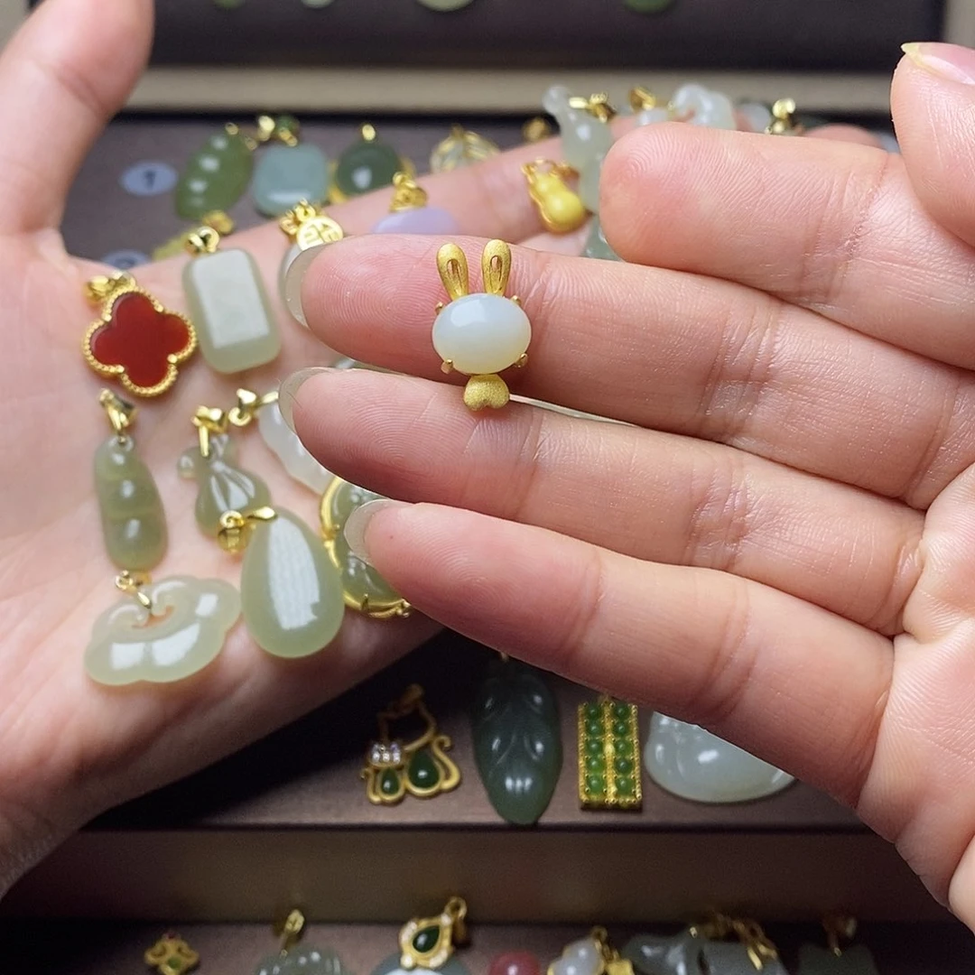 和田玉颈饰银S925镶嵌