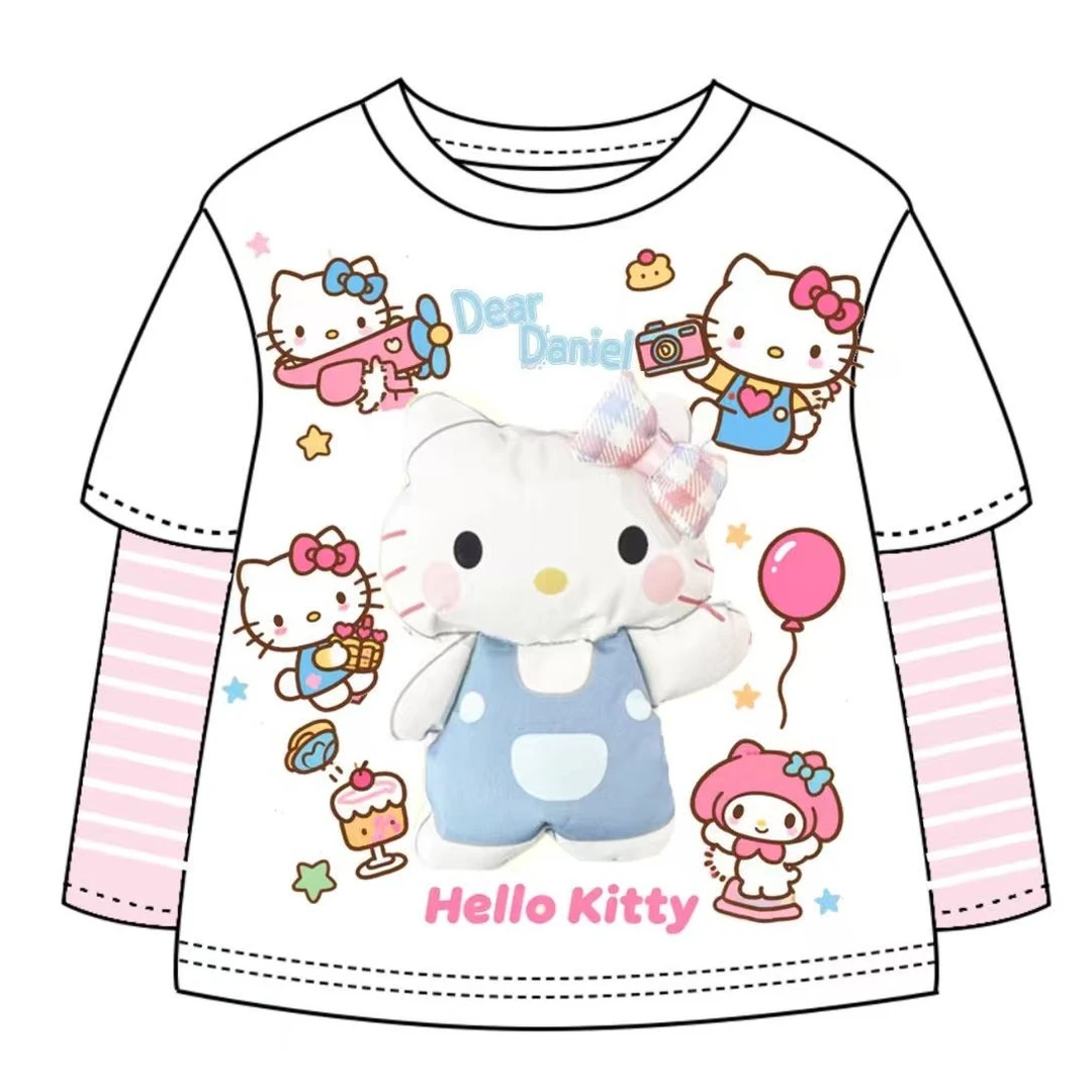 自播儿童立体玩偶秋冬打底衫男女童长袖秋装2025kt立体玩偶T恤
