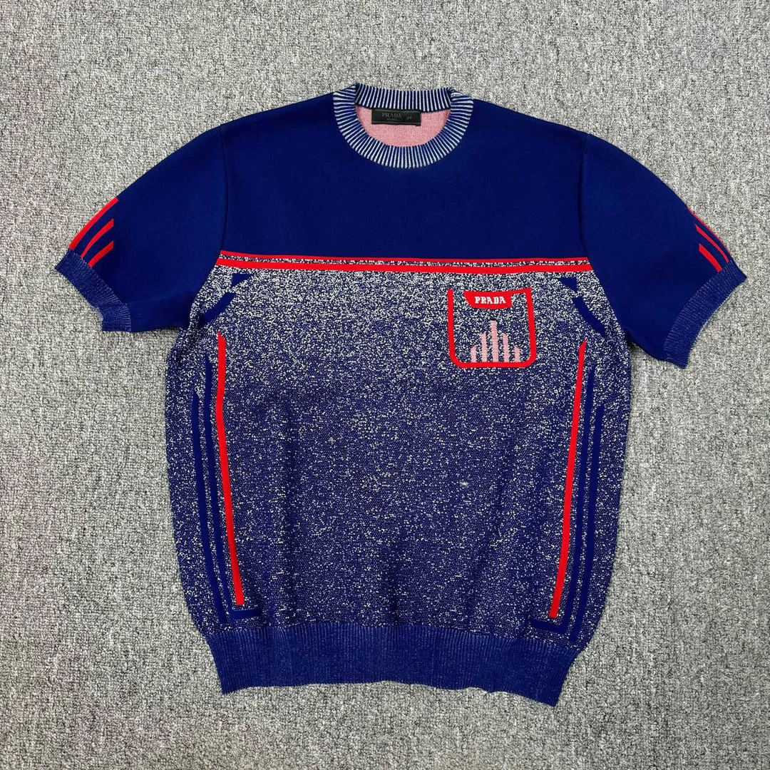99新 Prada/普拉达 11843134 秀款针织短袖 48码