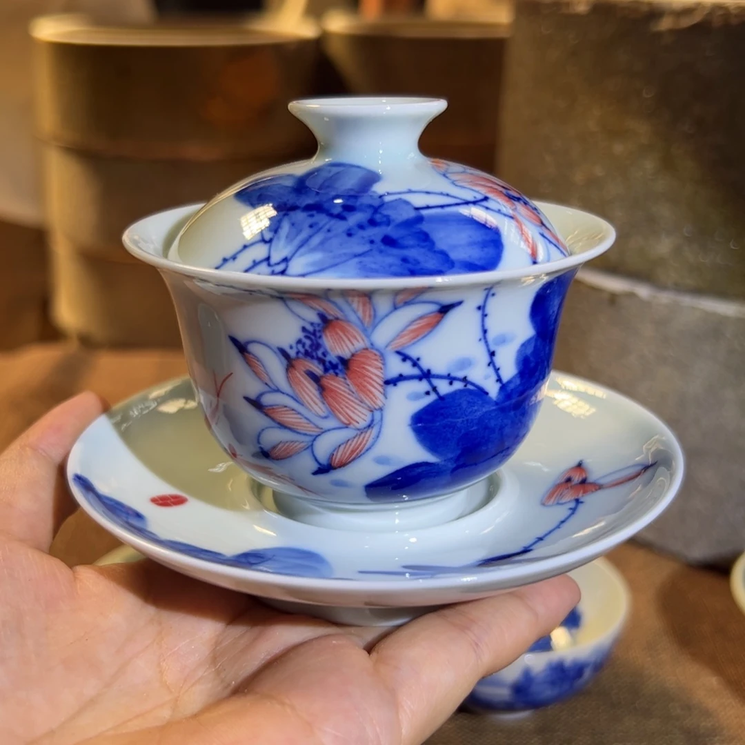 闻轩坊柴窑 荷花盖碗