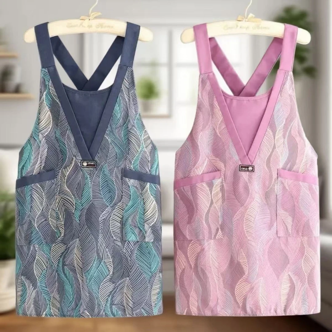 2025新款帆布罩衣餐饮做饭围裙厨房家用做饭长袖上班耐磨工作服女