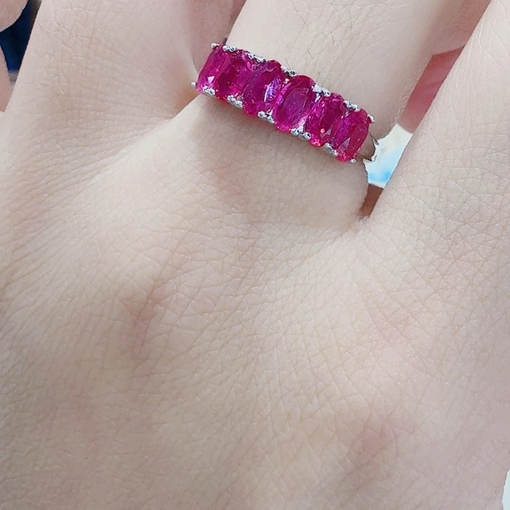 红宝石戒指银S925镶嵌