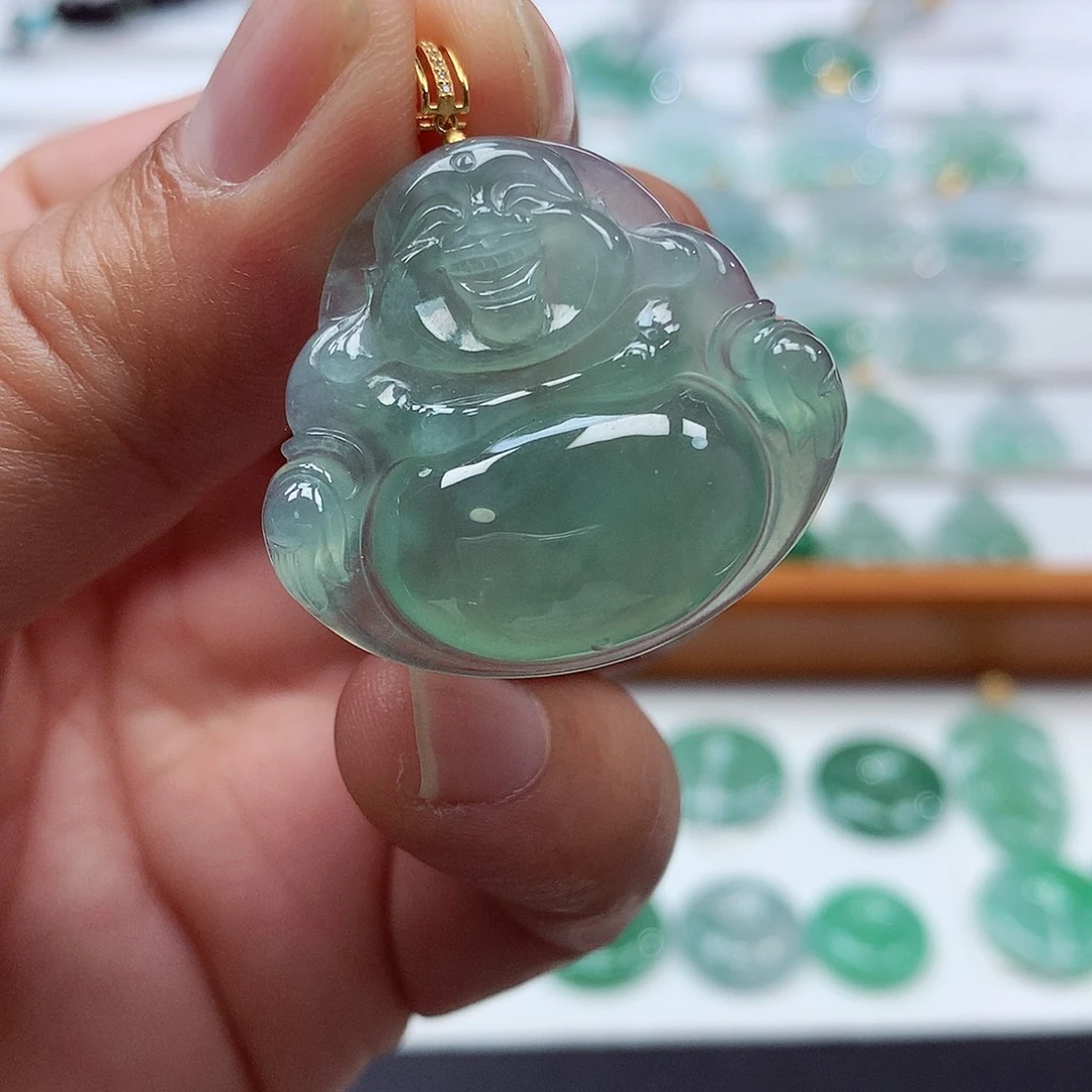 翡翠18K金镶嵌吊坠(赠链)