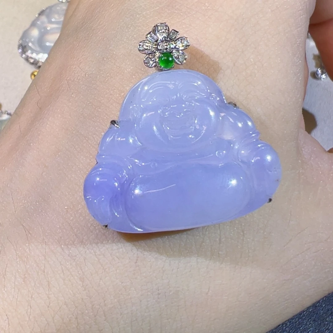 【闪购商品】翡翠18K金镶嵌颈饰紫佛公