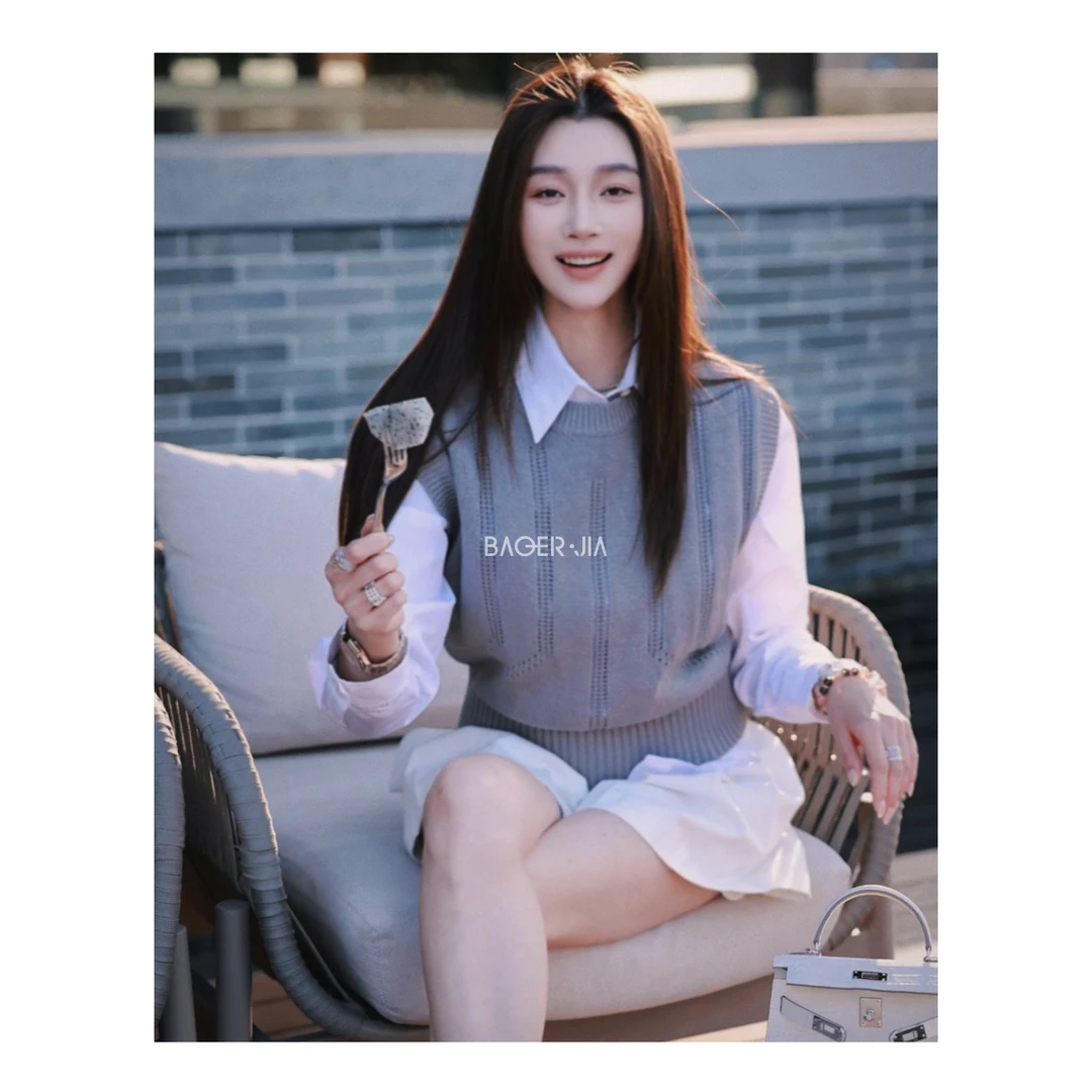 10-宝儿家含幂BG26825102春季新款穿搭隐约朦胧感小镂空坎肩背心